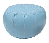 Moroccan Leather Pouf Duck Egg Statbust Stitch