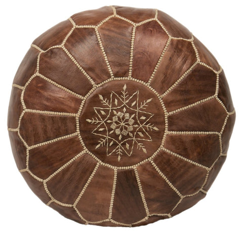 Moroccan Leather Pouf Chestnut