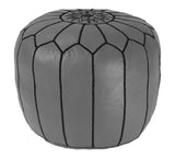 Moroccan Leather Pouf Black On Gray
