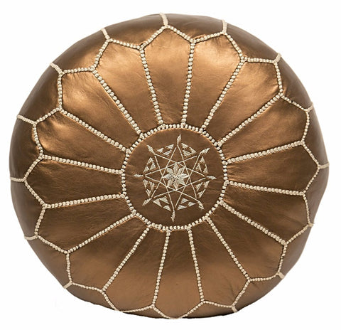 Moroccan Leather Pouf Bronze