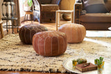 Moroccan Leather Pouf Chestnut