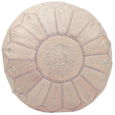 Moroccan Leather Pouf Camel Starbust Stitch