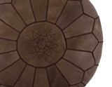 Moroccan Leather Pouf Dark Brown